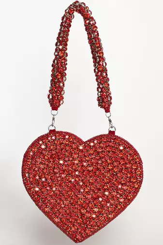Red suede mini heart bag