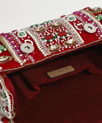 Red suede flap over clutch bag 3