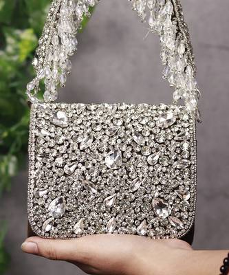 Brown suede mini bag with embroidered handle 3
