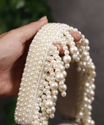 Suede white mini bag with embroidered handle 4
