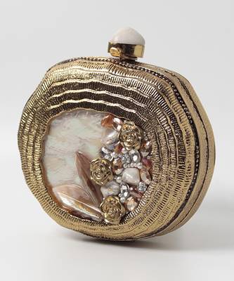Embellished gold mother of pearl clutch 4