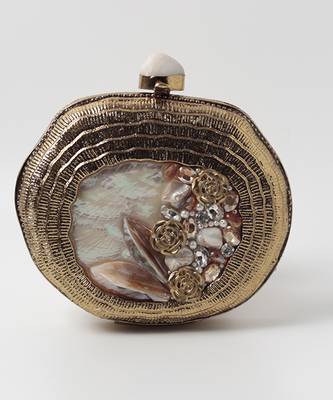 Embellished gold mother of pearl clutch 5