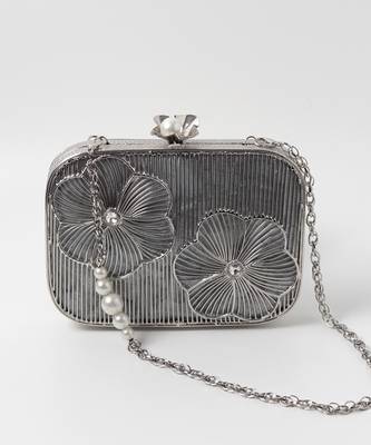 silver intricate brass wirework clutch 2