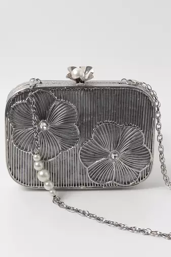 silver intricate brass wirework clutch