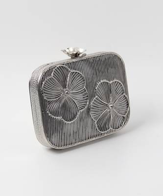 silver intricate brass wirework clutch 3