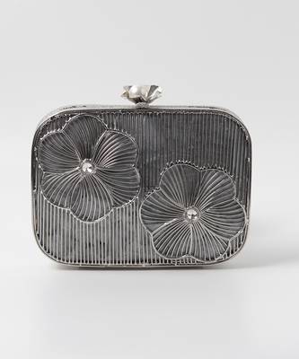 silver intricate brass wirework clutch 4