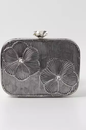 silver intricate brass wirework clutch
