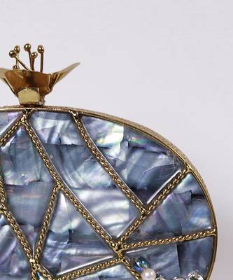Mother of pearl gold embellished clutch 5