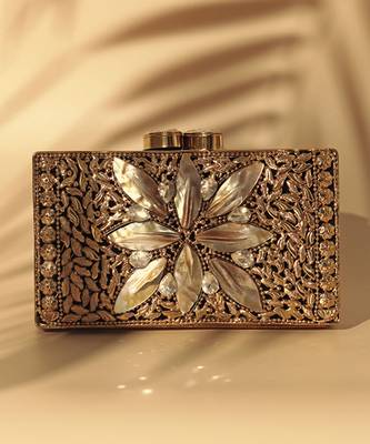 Embellished mother of pearl gold clutch 5