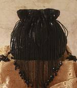 Black silk tassles potli with handle