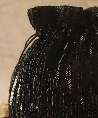 Black silk tassles potli with handle 2