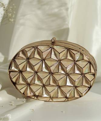 Gold embellished clutch with removeable  chain 1