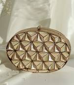 Gold embellished clutch with removeable  chain