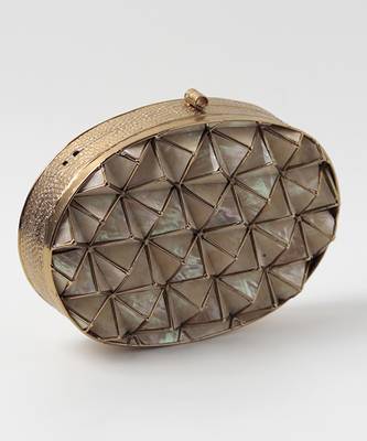 Gold embellished clutch with removeable  chain 4