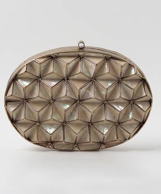 Gold embellished clutch with removeable  chain 5