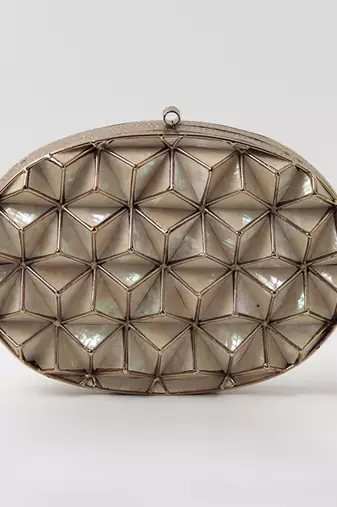 Gold embellished clutch with removeable  chain