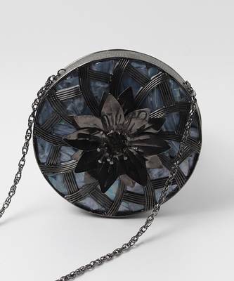 Black intricate brass work pearl clutch 3
