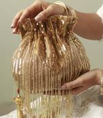 Gold silk tassles potli with handle