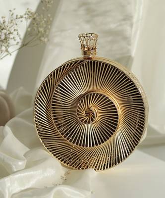 Gold intricate brass wirework clutch 1