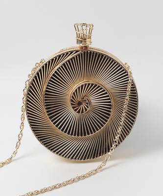 Gold intricate brass wirework clutch 3