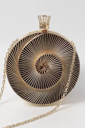 Gold intricate brass wirework clutch