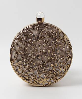 Gold intricate brass work pearl clutch 3