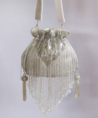 Silver silk tassles potli with handle 3