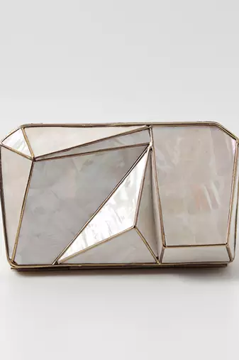 Gold handcrafted clutch with removeable chain