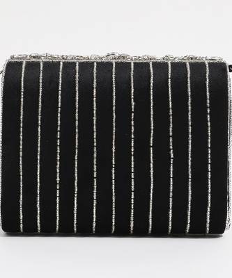 Black suede embellished flap over clutch bag 3