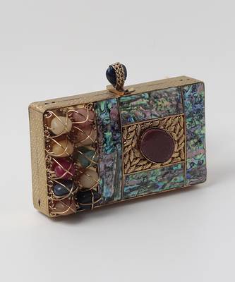Gold beaded clutch with detachable chain 3