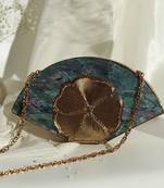 Blue & gold clutch with detachable chain