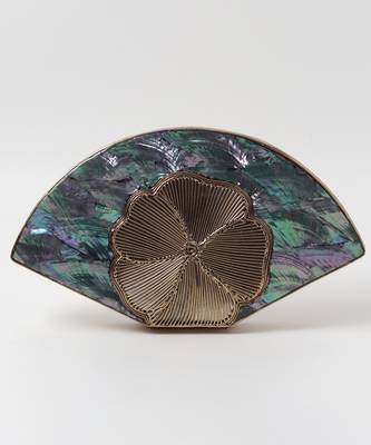 Blue & gold clutch with detachable chain 3