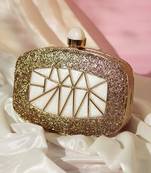 Hand crafted gold clutch with detachable chain