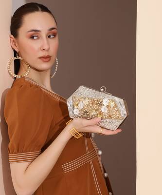 Silver beaded embellished clutch 2