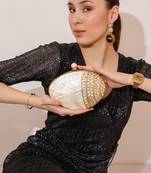 Gold clutch with removeable chain strap