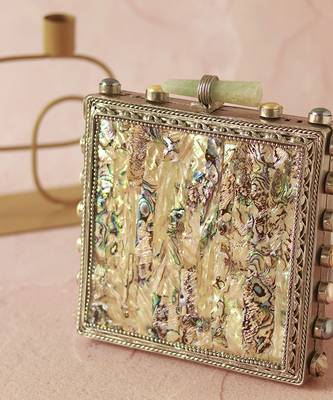 Mother of pearl gold clutch 1