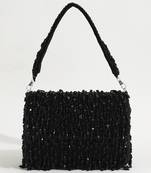 Black suede beaded flap over clutch bag