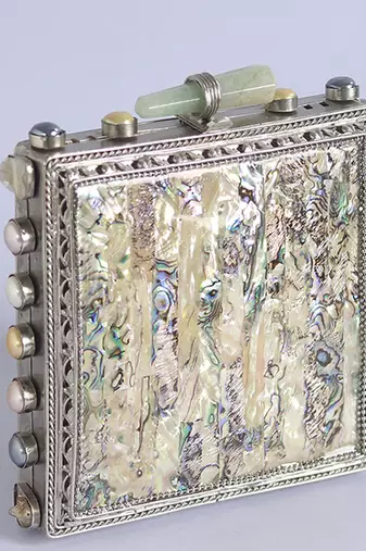 Mother of pearl gold clutch