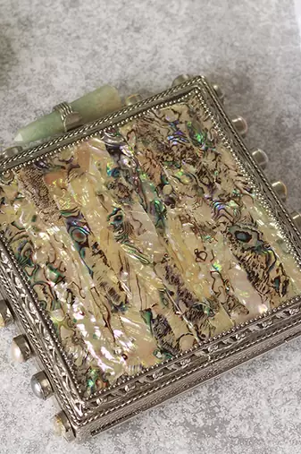 Mother of pearl gold clutch