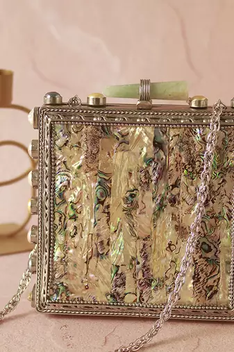 Mother of pearl gold clutch