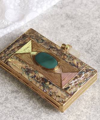Gold golden embellished brass clutch 2