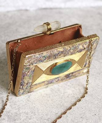 Gold golden embellished brass clutch 3