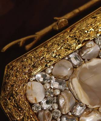 Gold beaded embellished agate stone clutch 2