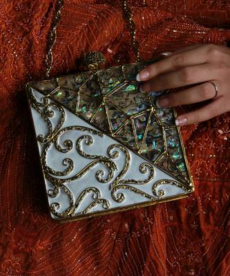 Gold brass clutch with removeable chain 1