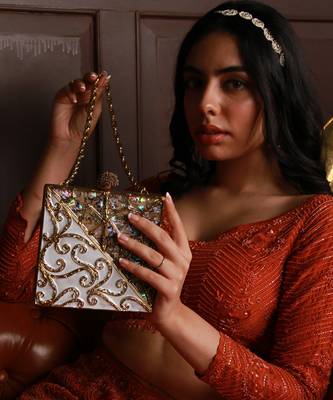 Gold brass clutch with removeable chain 2