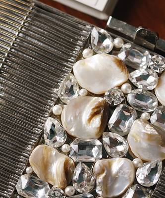 Silver beaded golden brass clutch 3