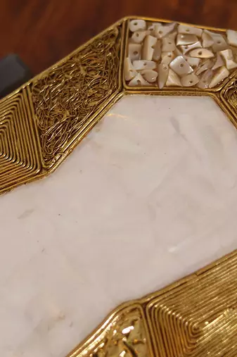 Gold brass clutch with detachable chain