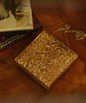 Gold embellished brass clutch for women 4