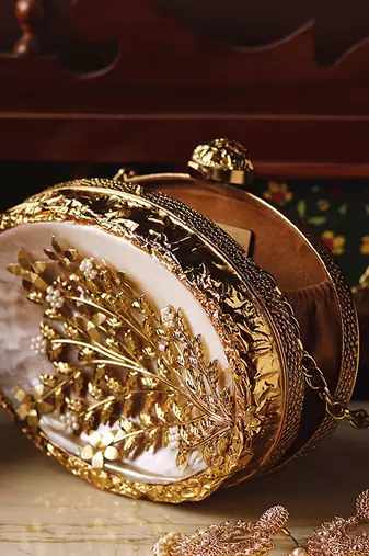 Gold handcrafted golden brass clutch