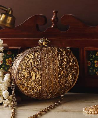 Gold handcrafted golden brass clutch 3